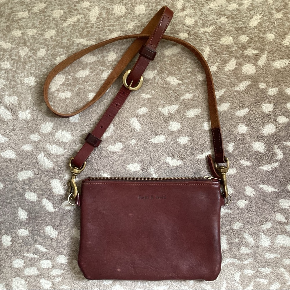 Field and field Brown Crossbody Bag with Adjustable Strap made from saddle leath